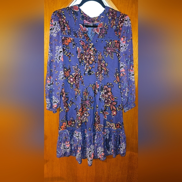 Anthropologie Diana Pintucked Short Dress Sz XS  Women's Casual Floral - Picture 2 of 5